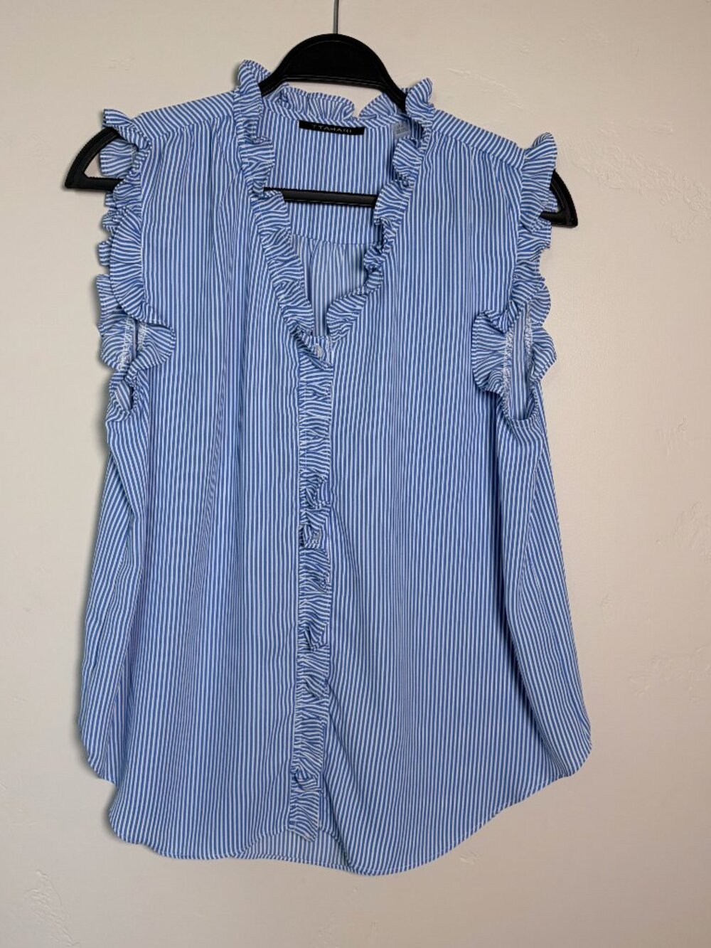 T Tahari Large Ruffled Sleeveless Blouse